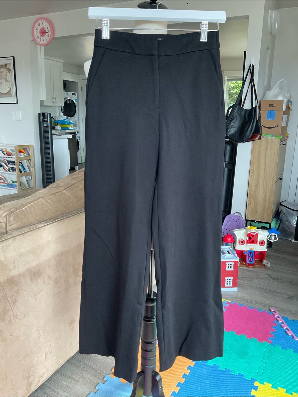 ☕️Quince Ultra-Stretch Ponté Wide Leg Pant Black High Rise Comfort Trousers